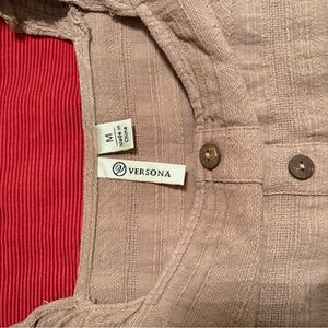 Versona Textured Beige Blouse with Button Accents